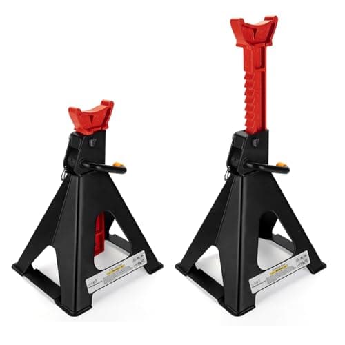 Image of Nordswal Car Jack 6 Ton (13,000 lbs), Double Locking Pins and 2 Crossbars, Axle Stands for lifting SUV, Pickup Truck, Car and UTV/ATV, Red, 1 Pair (2 Pack)