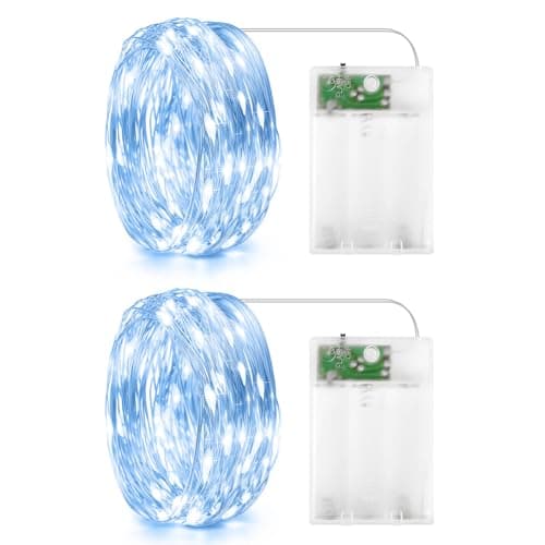 Image of HOTUT 2 Pack Fairy Lights, 2m 20 LED Fairy Lights Battery Operated, Waterproof Copper Wire String Light for Indoor Outdoor Lighting, Fairy String Lights for Wedding Decor, Party, Christmas, Cool White