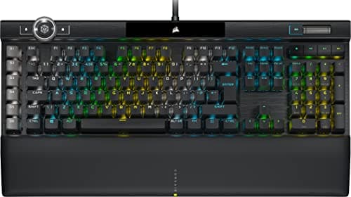 Image of Corsair K100 RGB Optical-Mechanical Gaming Keyboard OPX Keyswitches: Hyper-fast & Linear, Leatherette Palm Rest, PBT Double-Shot Keycaps, Elgato Stream Deck Integration QWERTY, Black