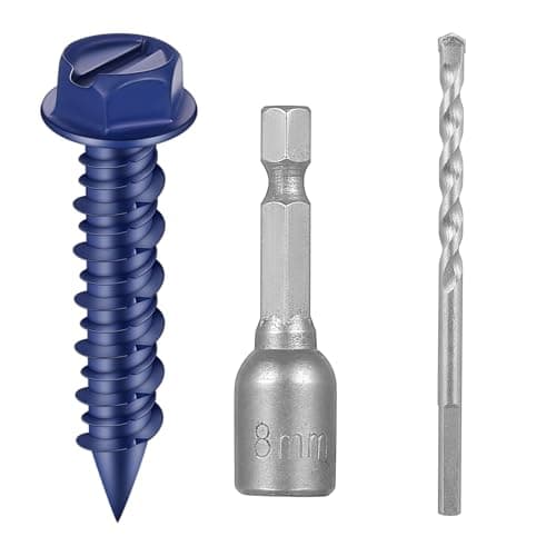 Image of 40 Pcs Self Tapping Concrete Screws Anchors, M6.5 x 32mm Slotted Hex Flange Head Masonry Screws for Brick Wall, Concrete Bolts for Fixing on Cement Block, Marble, Brick, Wood, Stone, with 2 Drills