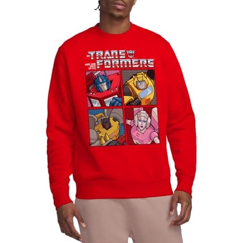Image of Transformers Generations Retro Heroic Autobot Grid Unisex Sweatshirt, Red, Large