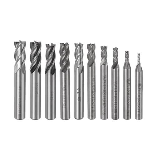 Image of sourcing map Carbide End Mills Sets 4-Flute 2mm 3mm 4mm 5mm 6mm 7mm 8mm 9mm 10mm 12mm High-Speed Steel CNC Milling Cutter Bits Tool for Aluminum Steel Cutting Metalworking