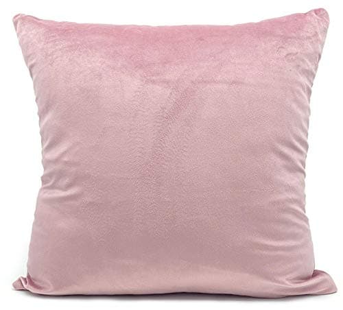 Image of cushion mania Large Plain Velvet Cushion Cover – Soft Thick Plush Decorative Pillow Case for Sofa & Bed – Luxury Square Scatter Cushion (Blush Pink, 17"x17" Filled Cushion)