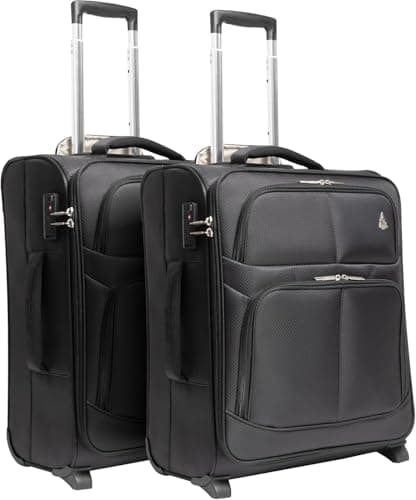 Image of Aerolite 56x45x25cm 60L Ultra Lightweight Eco Friendly Carry On Hand Cabin Luggage Travel Suitcase 56x45x25 with 2 Wheels & TSA Approved Lock (Set of 2, Black)