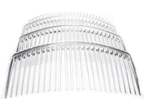 Image of 4 Pack of Clear Large 9cm Plain French Side Hair Combs Slides Grips Clips Hair Accessories for Women Girls by Glitz4Girlz