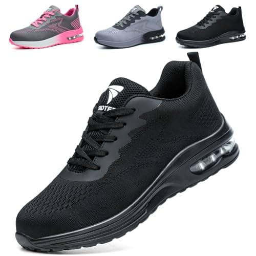 Image of VAVOBIS Safety Trainers Men Womens Safety Shoes with Steel Toe Cap Trainers Non Slip Lightweight Work Trainers Breathable Puncture Proof Work Shoes，Black UK 5
