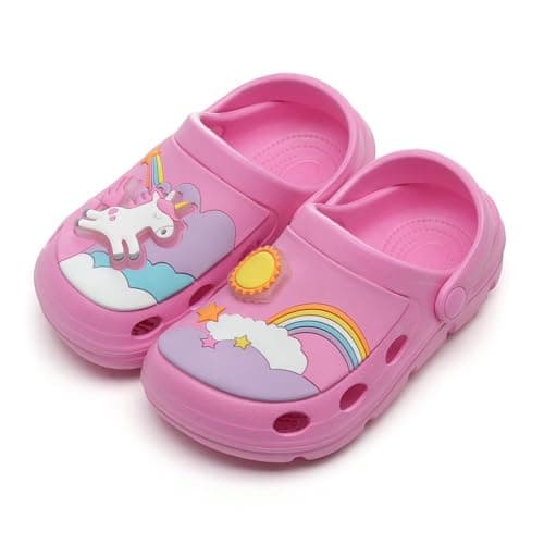 Image of A2Z 4 Kids Boys Girls EVA Clogs Kids Dinosaur Unicorn Rocket Print Shoes - Clogs AZ32637 Unicorn 6 UK Ch
