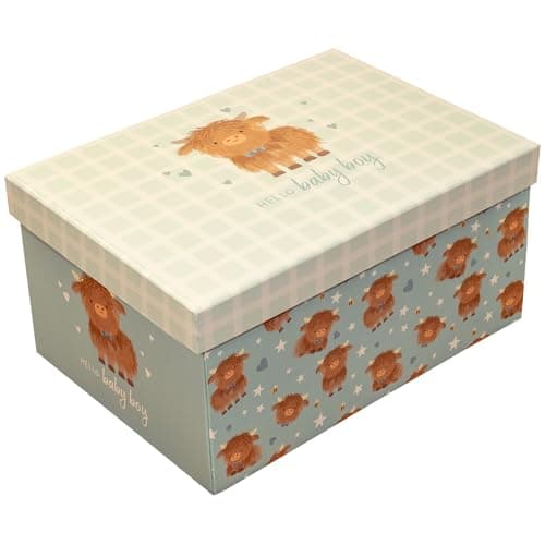 Image of Eurowrap Blue Baby Boy Girl Flat Pack Gift Box with Lid Perfect for Baby Shower, Keepsake, New Born Present