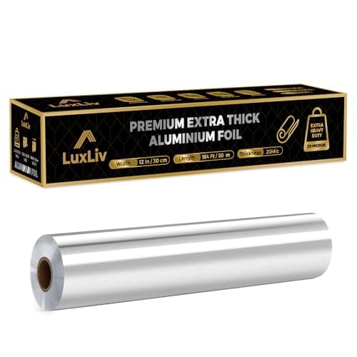 Image of LuxLiv ® 50m Premium Heavy Duty 20 Micron Thick Kitchen Foil Catering Aluminium Tin Foil Roll - 30cm Wide