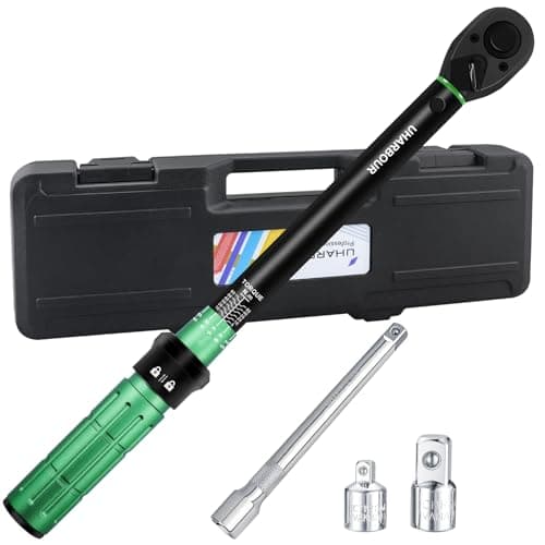 Image of Uharbour Torque Wrench 3/8", 5-60 Nm Torque Wrench Set with Extension Bar and Adapters, Dual Direction Ratchet, ±3% Accuracy, Unique Serial Number Calibrated, Suitable for Bike Motorcycle and Car