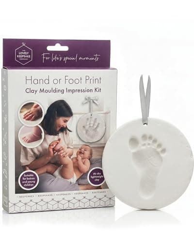 Image of Baby Clay Handprint and Footprint Kit – Air Drying Clay Nursery Decor – Newborn Foot and Handprint Kit for Memories – Handmade Baby Keepsake Gifts – Makes 1–2 Impressions – The Lovely Keepsake