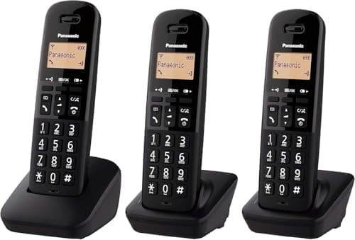 Image of Panasonic KX-TGB613EB DECT Cordless Landline Telephone with Nuisance Call Blocker and Shock Resistant Handsets (Triple Handset Pack) – Black