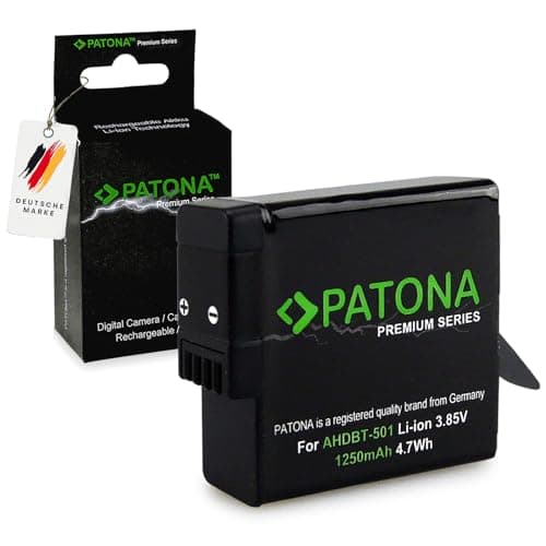 Image of PATONA Premium Battery Replacement for GoPro AHDBT-501 AABAT-001 AHDBT501 AABAT001 601-10197-00 (1250mAh 3.85V 4.8Wh) Compatible with Hero 5 / Hero 6 / Hero 7 - Long Runtime & Safe Protection
