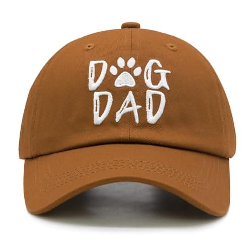 Image of Hatwell Dog Dad Baseball Cap for Men, Adjustable Cotton Dad Hat, UK Fit, Dog Lover Gift with Embroidery Design Brown