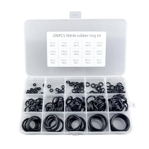 Image of 200PCS Assorted rubber washers and seal Kit, 15 Sizes o rings for Plumbing and Electrical Repairs, Durable o rings rubber assorted seal kit for Pipes, Faucets, Pumps, and Home Maintenance