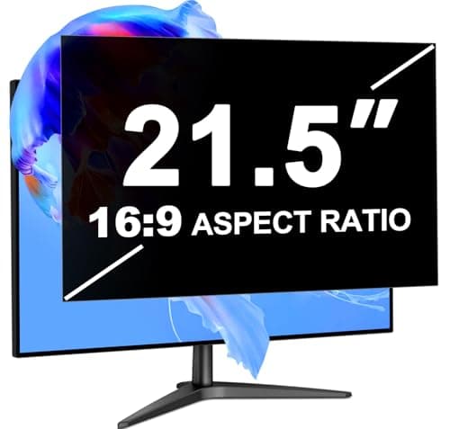 Image of LUSA DESIGN 21.5 Inch Computer Privacy Screen Filter for 16:9 Aspect Ratio, Eye Protection Anti Blue Light Glare Shield, Removable Black Blackout Anti Spy Desktop Security Private Filter Protector