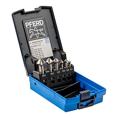 Image of PFERD HSS-E Co5 Cone/Deburring Countersink Set, 6 Pieces, 90°, Diameter 6.3-20.5 mm, DIN 335 C, 25202157 - for Countersinking 90° Screws