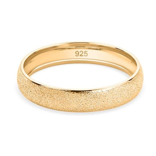 Image of TJC Sterling Silver Sandblasted Band Ring for Women & Men, Minimalist Matte Gold Ring, 925 Silver Stackable Ring, Promise Ring, Modern Wedding Band, Gold Jewellery Gift Size P