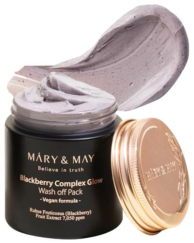 Image of Mary&May Vegan Blackberry Complex Glow Wash Off Mask - Blackhead Care, Pore Clearing, Anti Aging Clay Mask - Bright and Glow Skin - Korean Skincare, 125g