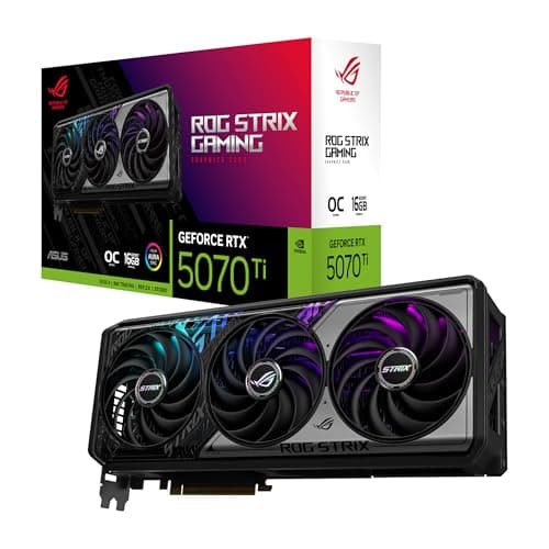 Image of ASUS ROG Strix GeForce RTX 5070 Ti 16GB GDDR7 OC Edition Graphics Card (PCIe 5.0, 16GB GDDR7, HDMI/DP 2.1, 3.2-slot, Axial-tech fans, vapor chamber, phase-change GPU thermal pad, aura sync)