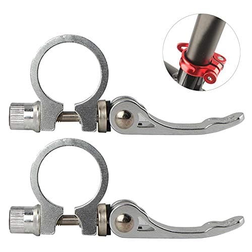 Image of DAZISEN Bicycle Seat Tube Clip - Aluminium Alloy Ultralight Quick Release Road Bike Seatpost Seat Post Clamp 34.9mm Silver,2*Silver,34.9mm