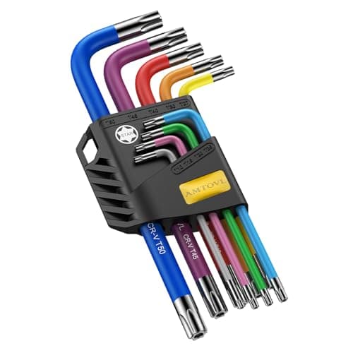 Image of AMTOVL Torx Key Set, 9 PCS Torx Allen Wrench Set, Star Allen Wrench Set, T10-T50 Long Arm Star Key Set, Color Coding CRV and S2 Steel for Vehicle, Bicycle Repairs