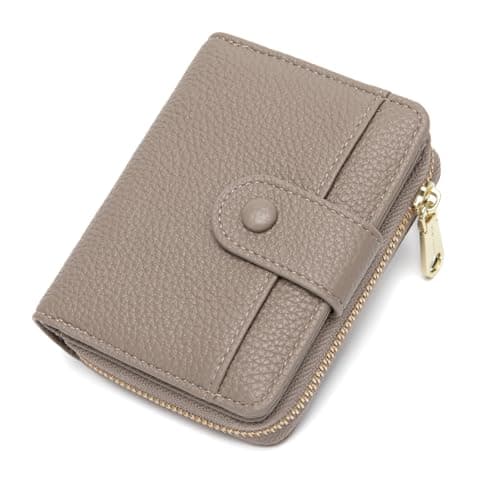 Image of CHAOFANXI Small Purses for Women, Card Holder Ladies Wallets, Bifold Leather Card Wallet Organizer, RFID Blocking Wallet for Women with Zipper Coin Pocket with Multiple Card Slots,Grey