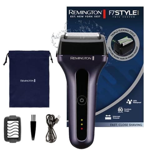 Image of Remington Men's Electric Shaver [3-fold foil: Fast & Skin-Friendly/Wet & Dry Usage] Foil Shaver F7 (Rechargeable Lithium Battery, Long Hair Trimmer + 3-Day Beard Attachment) F7000