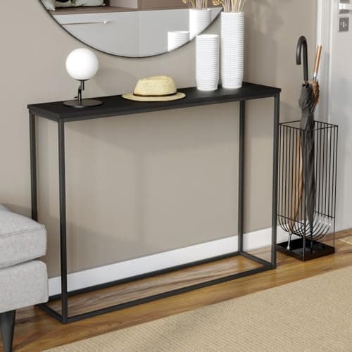 Image of URBNLIVING Wooden Hallway Console Table with Metal Legs (Black)