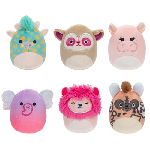 Image of Squishville by Original Squishmallows Safari Squad Plush - Six 2-Inch Squishmallows Plush Including Parson, Ridelle, Deeto, Jace, Darius, and Beijo - Toys for Kids