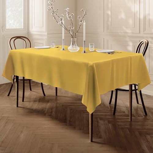 Image of Home Direct Extra Large Rectangular Fabric Tablecloth Table Cover 150x250cm 59"x98" (Yellow)