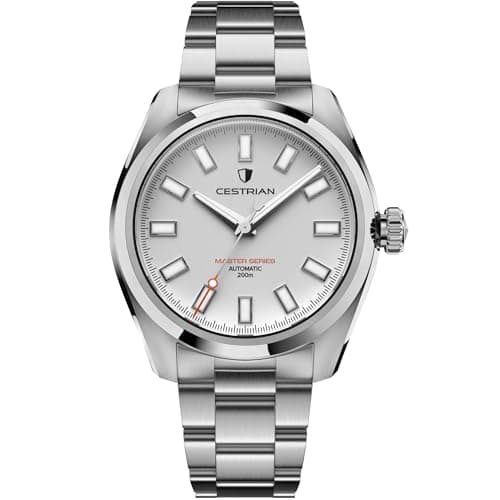 Image of Cestrian Master Series V3 40mm Automatic Men’s Watch – White Dial, 316L Stainless Steel Case & Bracelet, 200m Water Resistant