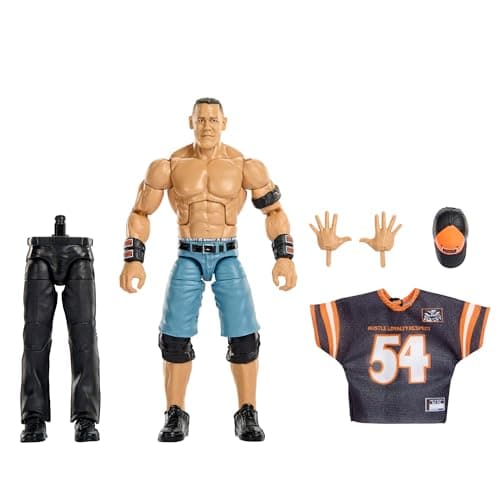 Image of Mattel WWE Elite Collection Action Figure & Accessories, Premium Live Event John Cena Set, WrestleMania with Sam Roberts Build-A-Figure Parts, JHX77
