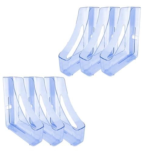 Image of Deflecto Pk of 6 Contemporary Range Magazine File Holder - Ice Blue Desk File Organiser