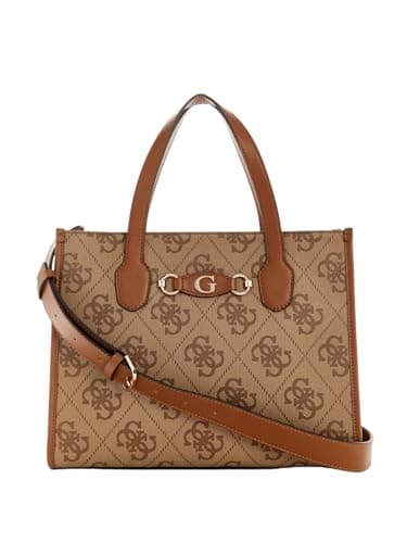 Image of GUESS Izzy 2 Compartment Tote Latte Logo, Cafe Logo, One size
