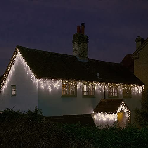Image of Noma Snowing Icicle Christmas Lights with White Cable for Indoor and Outdoor use, 360 Bright White LED's, 7.6 m