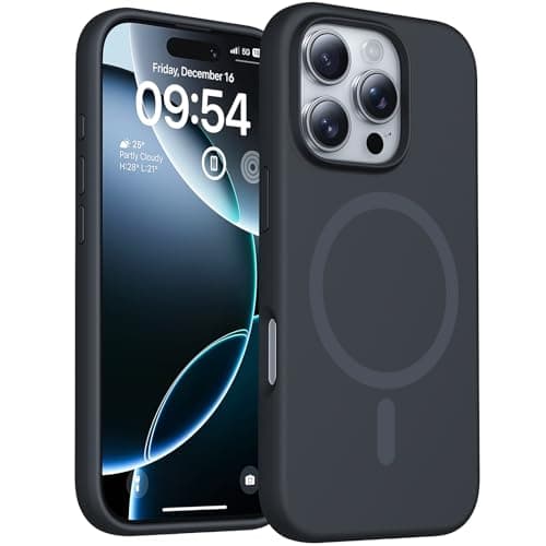 Image of TOCOL Magnetic Silicone for iPhone 16 Pro Max Case, Fit for MagSafe, Liquid Silicone Slim Silky-Soft Touch, Multi-Color Anti-Scratch Shockproof for iPhone 16 Pro Max, Black
