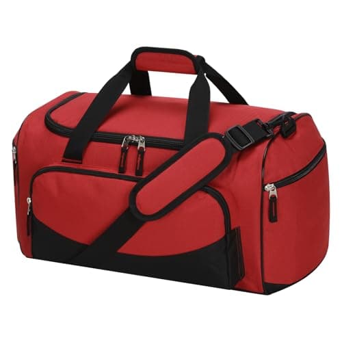 Image of LONALIA 30L Small Gym Sports Duffle Bag - 17 inch Weekend Holdall Carry On Duffel Bag for Travel Overnight Training (Red)