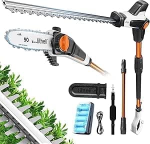 Image of Litheli 2-in-1 Cordless hedge trimmer and Pole Saw, with one 2.0Ah Battery, Long Reach Hedge Cutter for Branch CuttingTrimming Pruning,Fixed-Length Extension Pole,non-telescopic