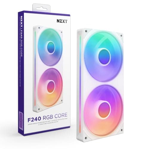 Image of NZXT F240 RGB Core - 240mm Single-Frame Fan Unit with 2 x 120mm RGB Fans - Speed & Lighting Control - High Static Pressure & Airflow - Fluid Dynamic Bearings - 8 aRGB LEDs Per Fan - White