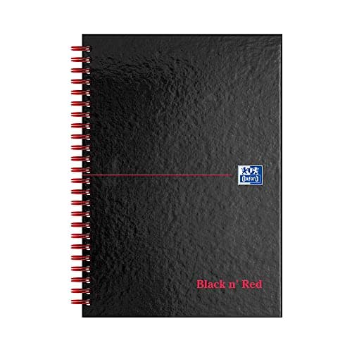 Image of Oxford Black n' Red A5 Glossy Hardback Wirebound Notebook, Ruled with A-Z Index, 140 Page, 1 Notebook