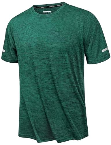 Image of KEFITEVD T Shirt for Men Quick Dry Short Sleeve Sport Tops Lightweight Gym Running Shirt Fitness Tee Shirt,Green,L