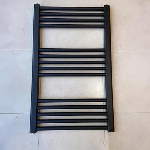 Image of Greened House Milano Black Heated Towel Rail 500mm W x 800mm H Straight Central Heating Towel Radiator