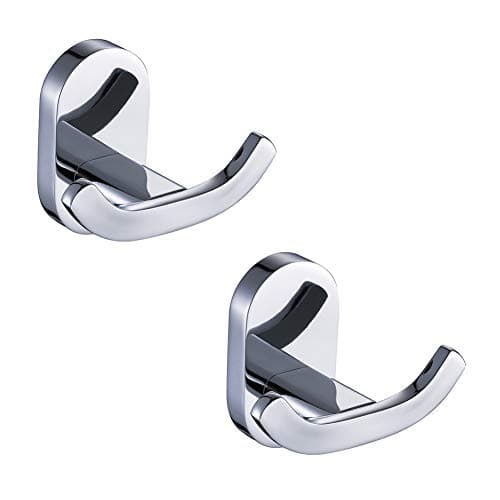 Image of BOOKARROW Pairs Bathroom Towel Hooks(2 Pack), Heavy Duty Round Chrome Twin Robe and Door Hook, Wall Mount Screw Fixed Coat Hanger in Bedroom or Kitchen 7113-2PCS