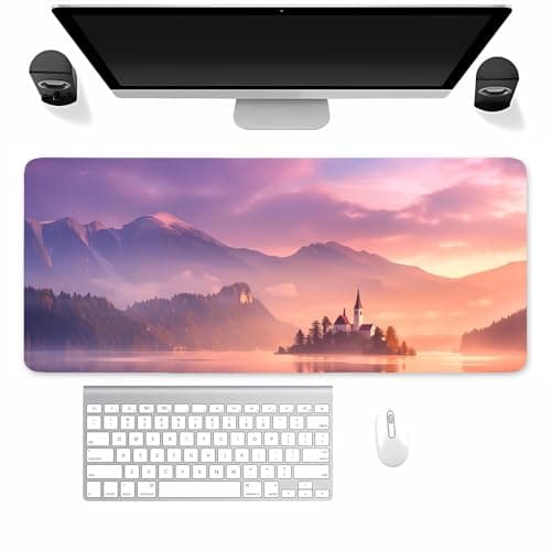 Image of Suneve Gaming Mouse Pad,Large mouse Mat with Non-Slip Rubber Base and Stitched Edges,Improved Precision and Speed Extended Mousepad for gaming, Office, Home(1200x600x2mm Lake Villa)