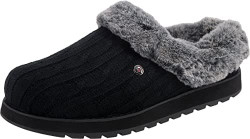 Image of Skechers Women's Keepsakes Ice Angel Slippers, Black Cable Knit, 3 UK