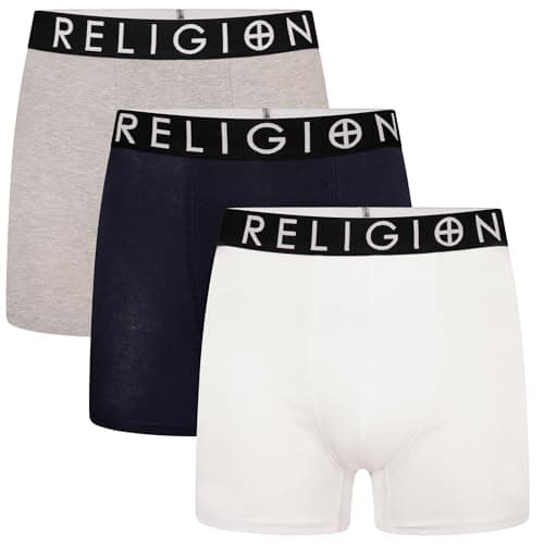 Image of Religion - Mens 'RGN05' Premium Essential 3 Pack Designer Boxer Shorts, Multipack Underwear Gift Set (M, Assorted)