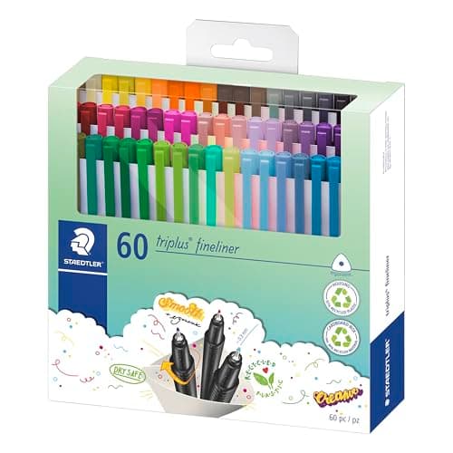 Image of STAEDTLER 334 C60 Triplus Fineliner Superfine Pen, 0.3mm Line Width - Assorted Colours (Pack of 60)