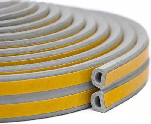 Image of Draught Excluder Tape for Door Window Self-Adhesive Foam Sealing Strip Type D Against Cold Draught/Soundproof/Waterproof/Dustproof, 3M x 2 Seals Total 6M Grey