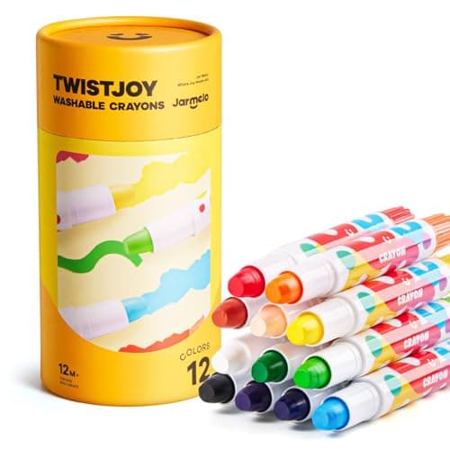 Image of Jar Melo TwistJoy Jumbo Crayons for Kids, 12 Colors Non Toxic Chunky Crayon for Toddlers Easy to Hold, Washable & Safe Colouring Crayons, Art Gift for Boys and Girls